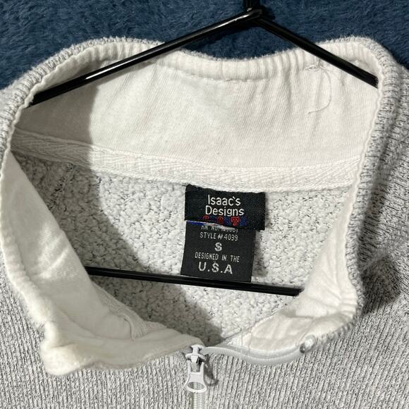 Vintage Isaacs Designs Gray Quarter Zipped Pullover Hoodie‎ Men’s Size S - Picture 4 of 7